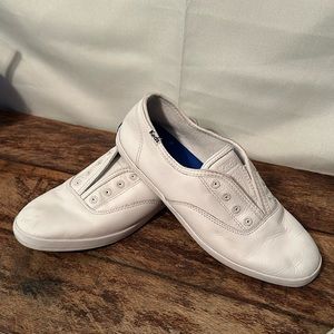 White Leather Keds Champion Slip On Shoes Size 7.5M